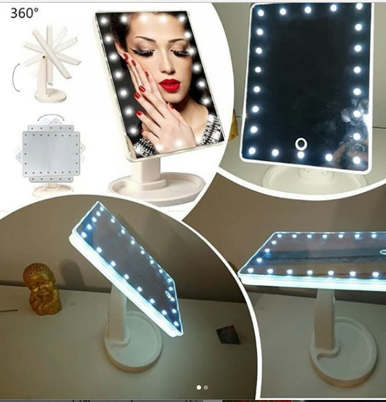 Косметическое зеркало настольное с подсветкой светодиодной Large Led Mirror для макияжа 22 LED-лампочки 10-ти кратное увеличение Белый - Фото 7 Косметическое зеркало настольное с подсветкой светодиодной Large Led Mirror для макияжа 22 LED-лампочки 10-ти кратное увеличение Белый - изображение 7