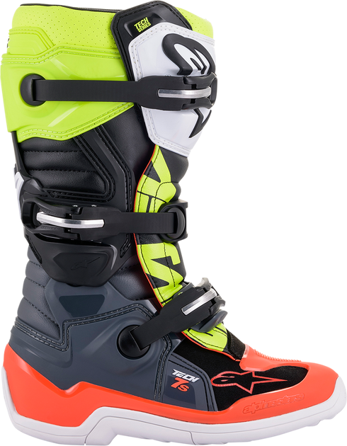 Мотоботи підліткові Alpinestars Tech 7S, 34, Чорний/Помаранчевий/Жовтий (719592) - изображение 4