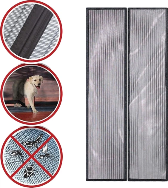 Москитная сетка на дверь Magnetic Mesh на магнитах Черная (2000992384353) - изображение 3