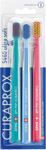Набір зубних щіток Curaprox CS 5460 Ultra Soft ультрам'яка Бірюзова + Блакитна + Рожева 3 шт. (CS5460/3-02) - зображення 1