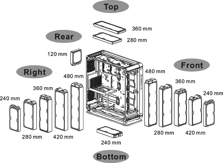 Thermaltake Core P8 Szkło hartowane Full Tower Chassis Czarny (CA-1Q2-00M1WN-00) - Zdjęcie 10 Thermaltake Core P8 Szkło hartowane Full Tower Chassis Czarny (CA-1Q2-00M1WN-00) - obraz 10