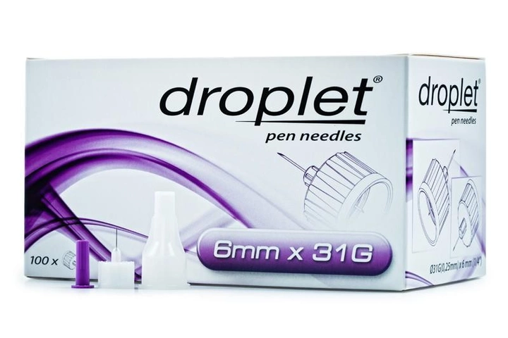 Иглы для инсулиновых шприцов и шприц ручек Droplet HTL Strefa Дроплет 6 мм (31G x 0,25 мм) - изображение 1