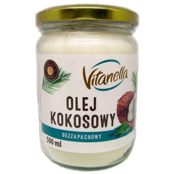 Кокосова олія рафінована Vitanella Olej Kokosowy 500 мл - Фото 1 Кокосова олія рафінована Vitanella Olej Kokosowy 500 мл - зображення 1