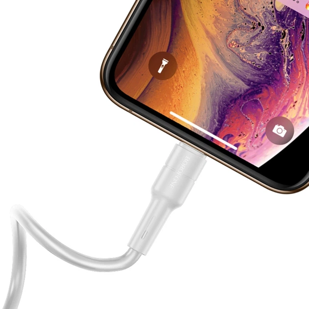 Кабель Borofone BX30 USB to Lightning 1m белый - Фото 2 Кабель Borofone BX30 USB to Lightning 1m белый - изображение 2