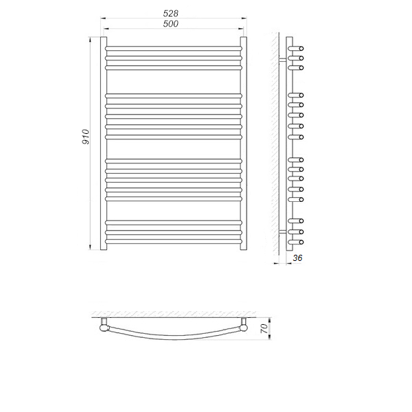 Сушка для рушників WarmShop T27/16 910x500 (31091050) - зображення 3