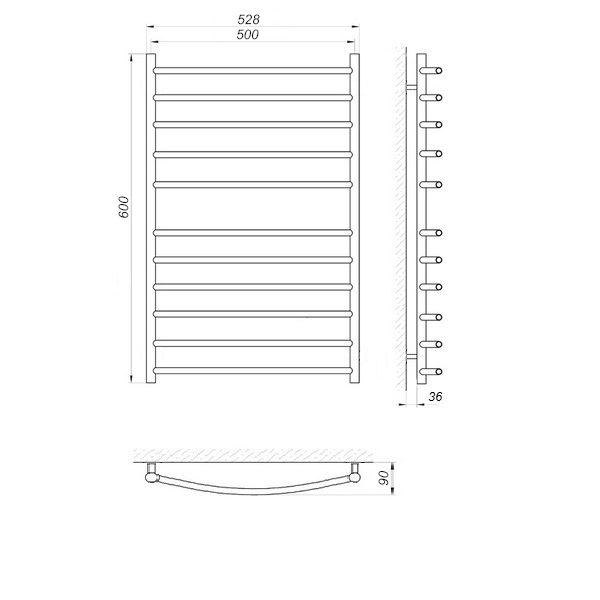 Сушка для рушників WarmShop T18/1 600x500 (31060050) - зображення 3
