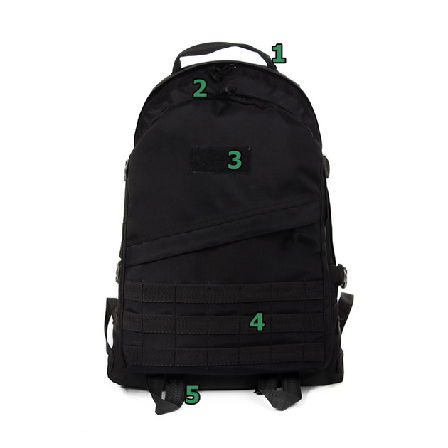 Тактичний похідний супер-міцний рюкзак 5.15.b з органайзером 40 літрів Чорний з поясним ременем - зображення 2