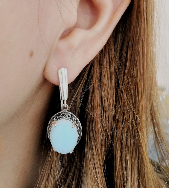 Серьги из серебра с лунным камнем Империя, 0105.10 от продавца: Larins ...