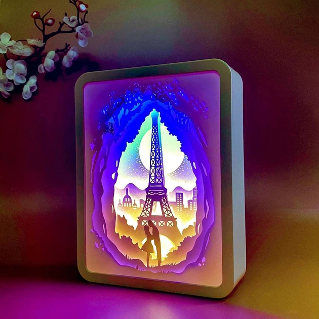 3D настольная картина-ночник "Влюбленные в Париже" 3DTOYSLAMP - изображение 2