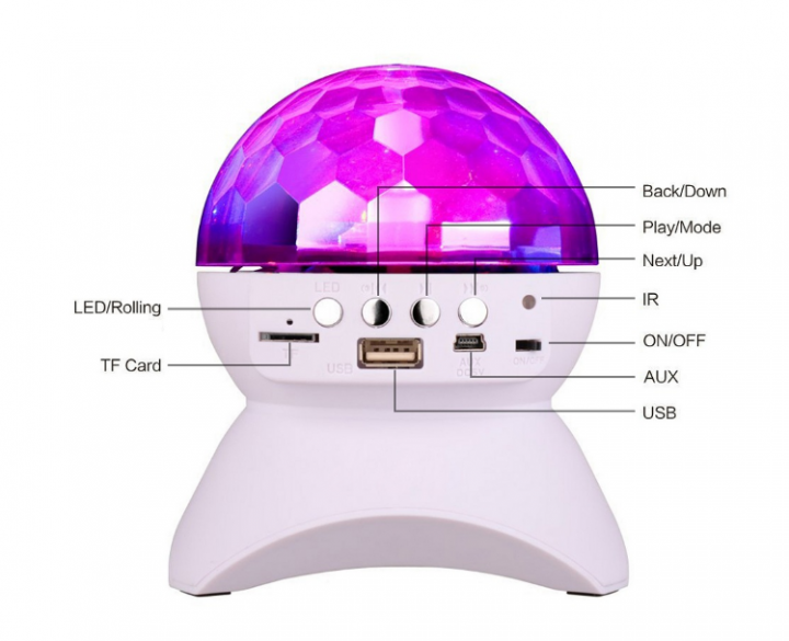 Современный Диско-шар на аккумуляторе magic ball Bluetooth L-740 White - изображение 3