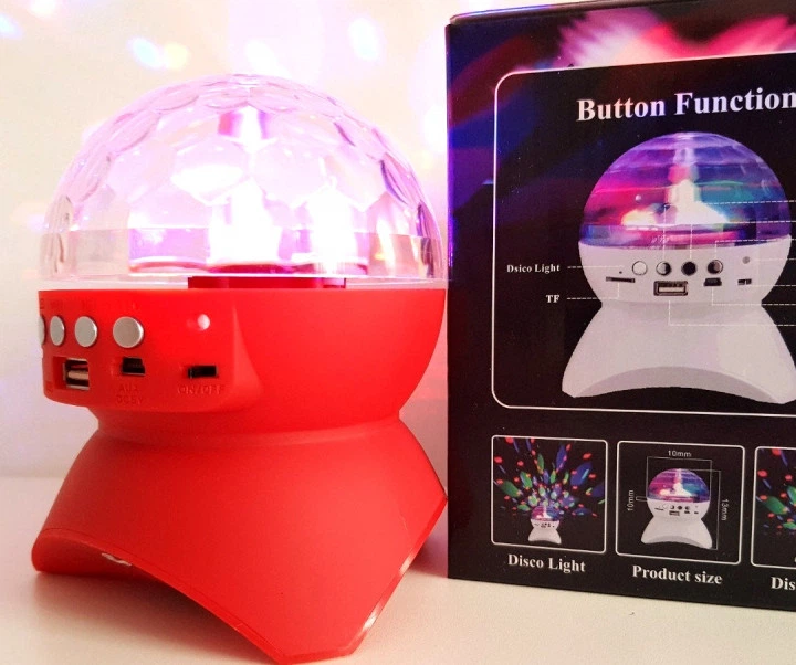 Современный Диско-шар на аккумуляторе magic ball Bluetooth L-740 красный - Фото 3 Современный Диско-шар на аккумуляторе magic ball Bluetooth L-740 красный - изображение 3