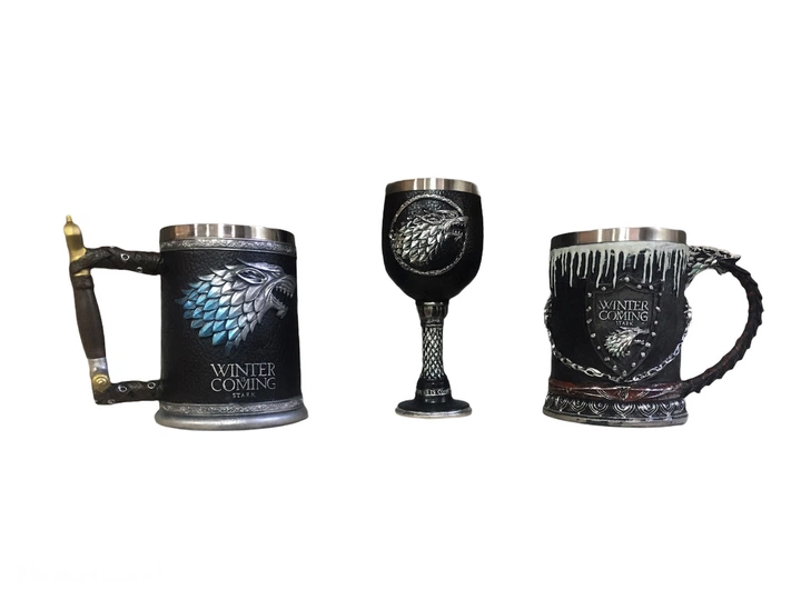 Подарочный набор из двух кружек и бокала Готика 3D Игра Престолов Game Of Thrones Stark Старк 550/600 мл - изображение 2