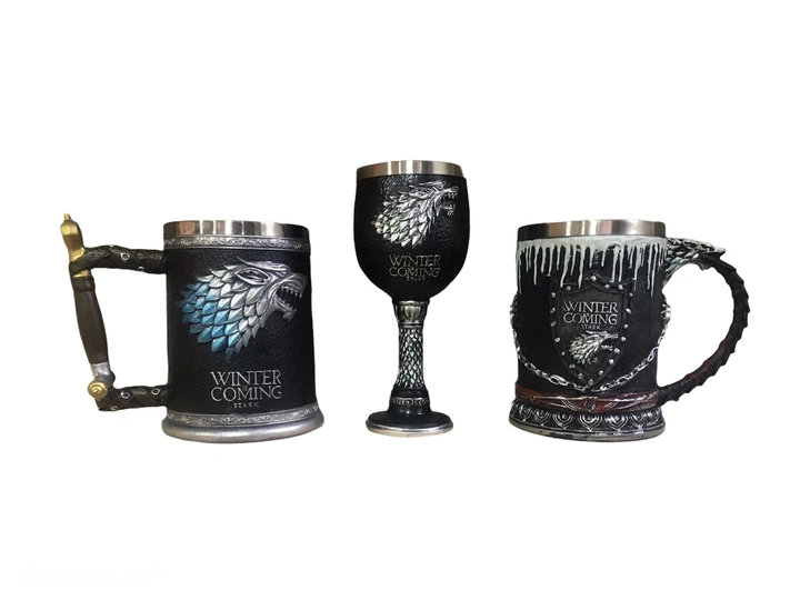 Подарочный набор из двух кружек и бокала Готика 3D Игра Престолов Game Of Thrones Stark Старк 550/600 мл - изображение 3
