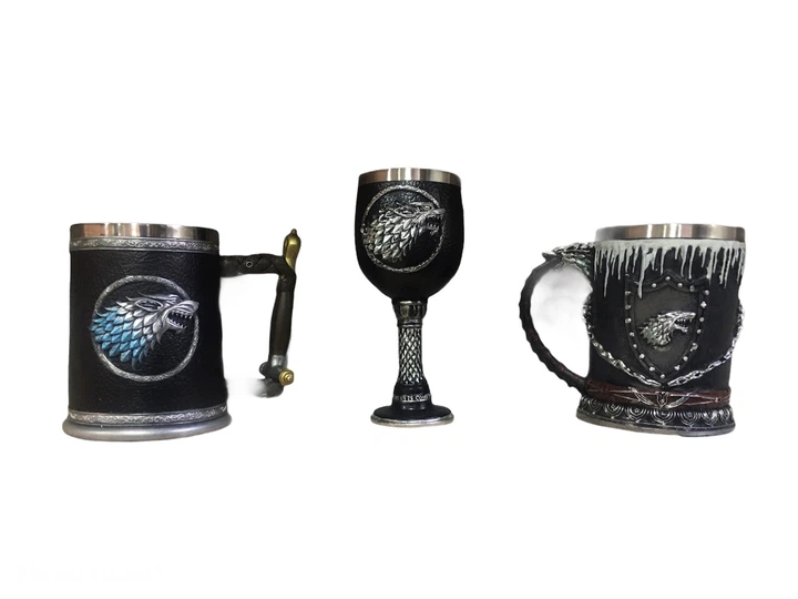 Подарочный набор из двух кружек и бокала Готика 3D Игра Престолов Game Of Thrones Stark Старк 550/600 мл - изображение 4
