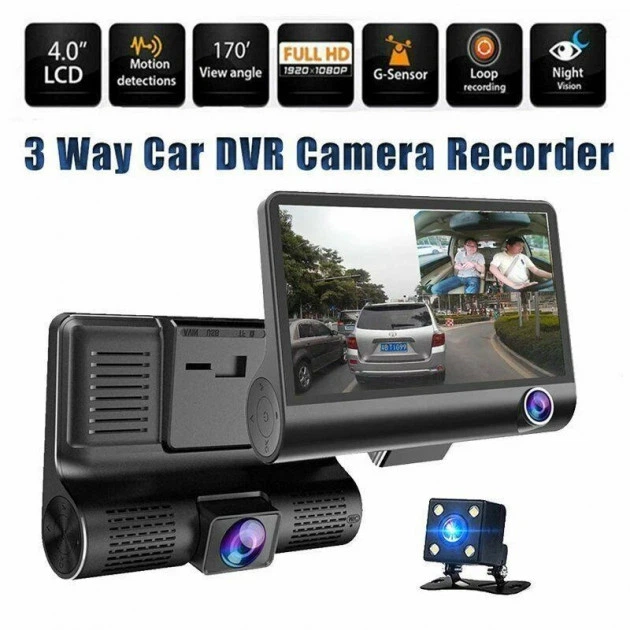 Видеорегистратор автомобильный с 3 камерами и 4-дюймoвым эĸpaнoм Car DVR WDR Full HD 1080P (D-2019090590) - изображение 7