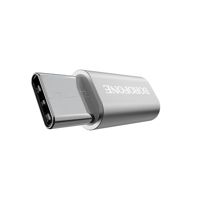 Адаптер переходник Borofone BV4 Type-C to MicroUSB (F) серебристый - изображение 2