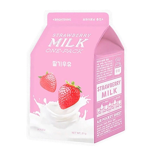 Поживна тканинна молочна маска для обличчя "Полуниця" A'pieu Strawberry Milk One-Pack 21 мл (8806185780254) - Фото 1 Поживна тканинна молочна маска для обличчя "Полуниця" A'pieu Strawberry Milk One-Pack 21 мл (8806185780254) - зображення 1