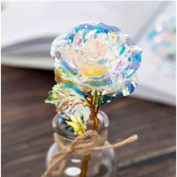 Золотая роза GOLDEN ROSE 24K с LED подсветкой 25см в подарочной