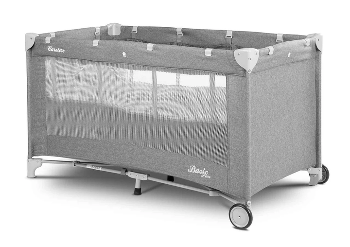 Манеж-кроватка 2 в 1 Caretero Basic Plus с колесами и матрасом + сумка для транспортировки Серый - изображение 3