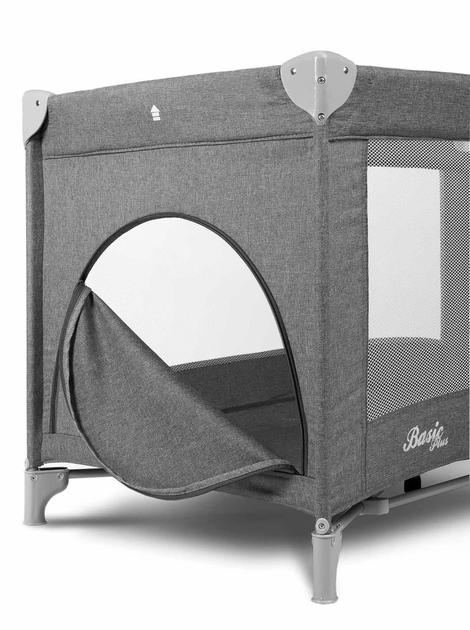 Манеж-кроватка 2 в 1 Caretero Basic Plus с колесами и матрасом + сумка для транспортировки Темно-серый - изображение 4