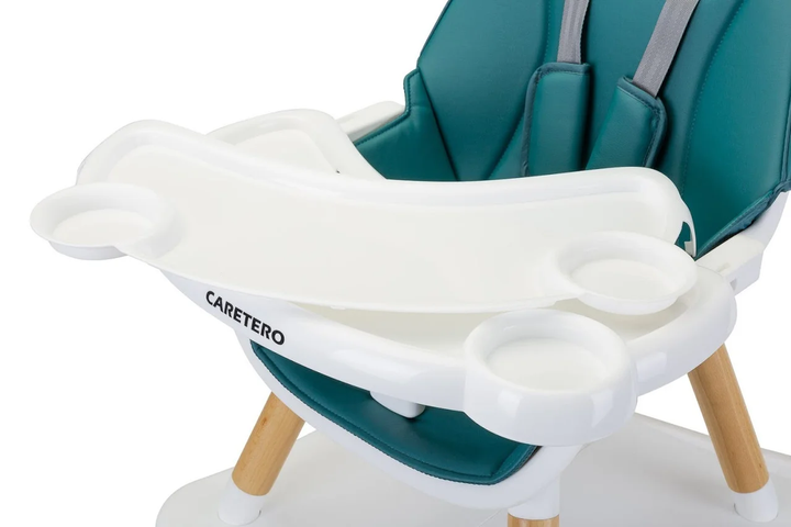 Стульчик для кормления + стол 2 в 1 Caretero Tuva из эко кожи со съемной столешницей + ограничитель между ножек Бирюзовый - изображение 4