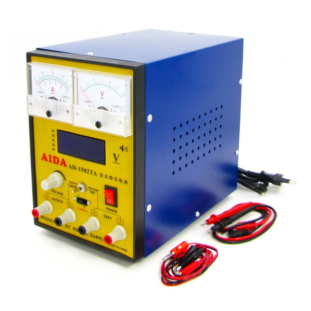Блок питания лабораторный цифровой/стрелочный AIDA/KADA AD-1502TA, 15V, 2A RF индикатор - изображение 1