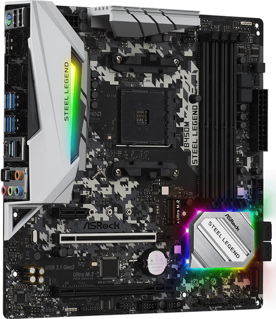 Материнская плата ASRock B450M Steel Legend (sAM4, AMD B450, PCI-Ex16 ...