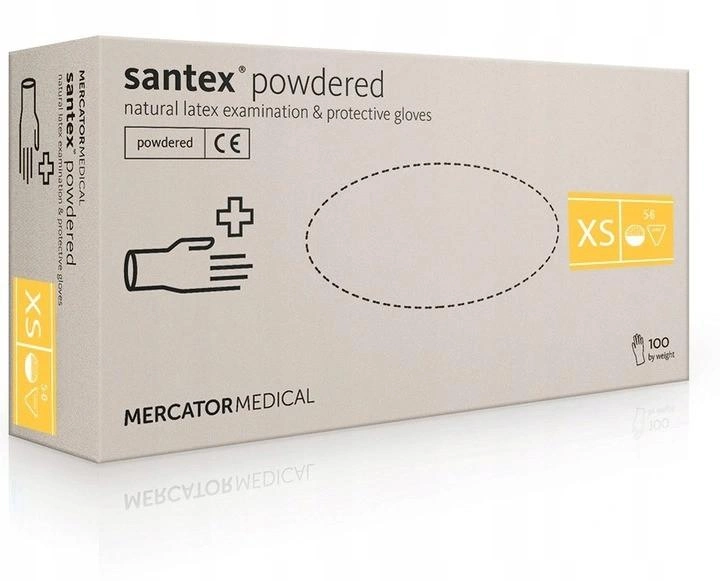 Перчатки Mercator Medical SANTEX латексные опудренные 50 пар/уп размер XS А11АAQXS - изображение 1