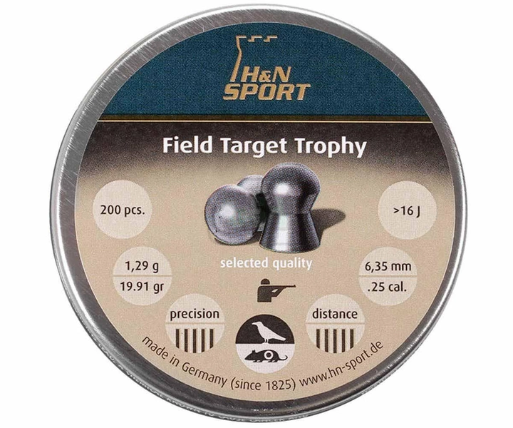 Свинцовые пули H&N Field Target Trophy 6,35 мм 1,29 г 200 шт (1453.02.53) - изображение 2