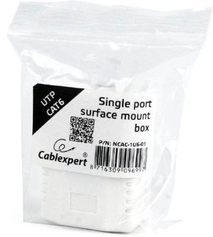 Розетка однопортовая Cablexpert RJ-45, 6 cat, внешняя (NCAC-1U6-01) - Фото 3 Розетка однопортовая Cablexpert RJ-45, 6 cat, внешняя (NCAC-1U6-01) - изображение 3