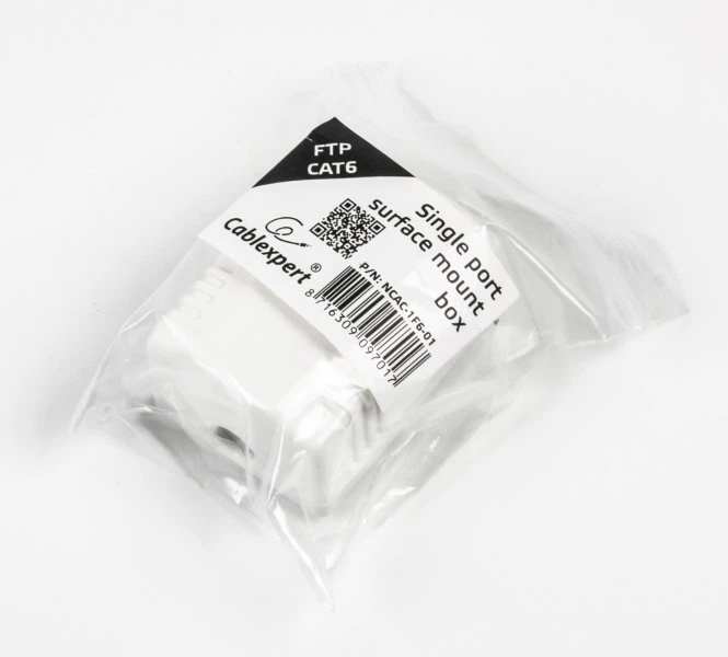Розетка однопортовая с экраном Cablexpert RJ-45, 6 cat, внешняя (NCAC-1F6-01) - изображение 2