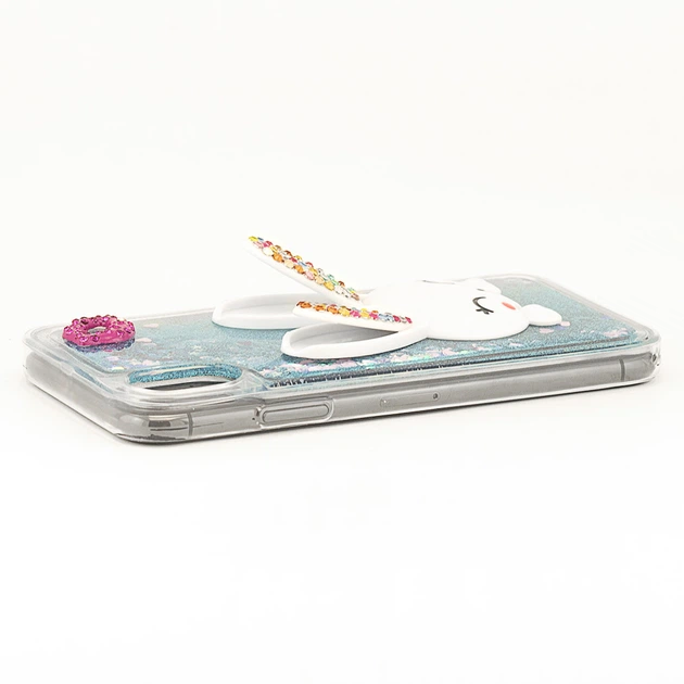 Чехол Glitter для Iphone XS Max бампер жидкий блеск Заяц Синий - Фото 4 Чехол Glitter для Iphone XS Max бампер жидкий блеск Заяц Синий - изображение 4