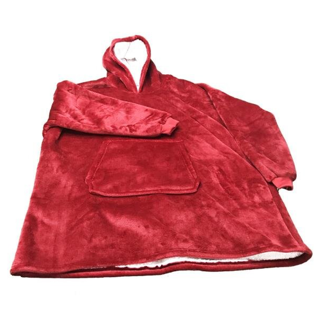 Теплий та м'який плед трансформер із капюшоном Ultra Plush Huggle Blanket XL Червоний - Фото 2 Теплий та м'який плед трансформер із капюшоном Ultra Plush Huggle Blanket XL Червоний - зображення 2