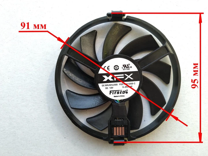 Вентилятор кулер для видеокарты XFX RX 470 480 570 580 FirstD FDC10H12S9-C (FDC10U12S9-C) (№72) - изображение 3