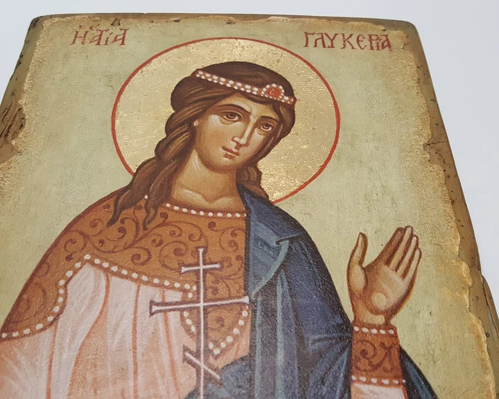 Икона Святой мученицы Гликерии - на состаренной доске - изображение 5