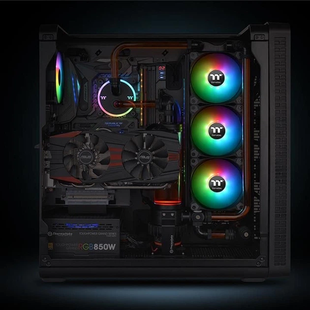 Набір вентиляторів Thermaltake Pure 12 ARGB Sync Radiator Fan TT Premium Edition (комплект з 3) Black (CL-F079-PL12SW-A) - зображення 7