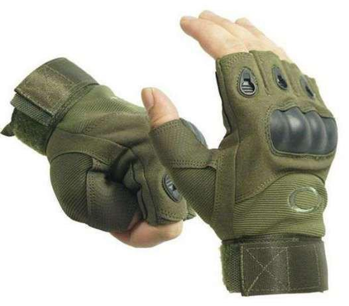 Тактические беспалые перчатки (велоперчатки, мотоперчатки) Oakley Green размер XL - изображение 2