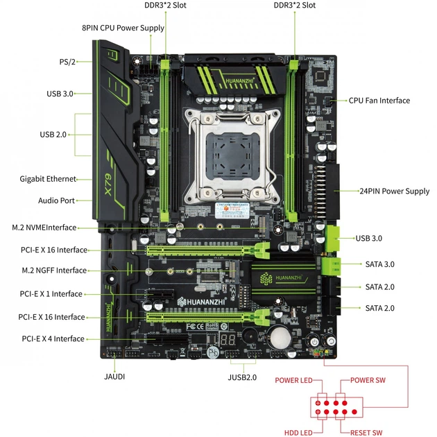 Материнська плата Huananzhi X79 2.49 V2.1 (s2011, Intel X79, PCI
