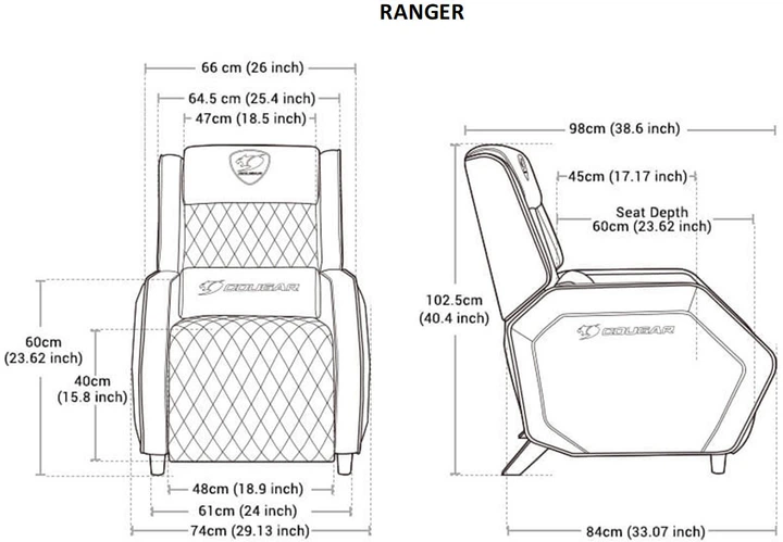 Крісло геймерське Cougar Ranger PS Black/Blue (CGR-SA2) - зображення 7