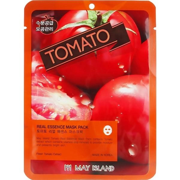 Осветляющая тканевая маска для лица с томатом May Island Real Essence Tomato Mask Pack 25 мл (8809515400198) 