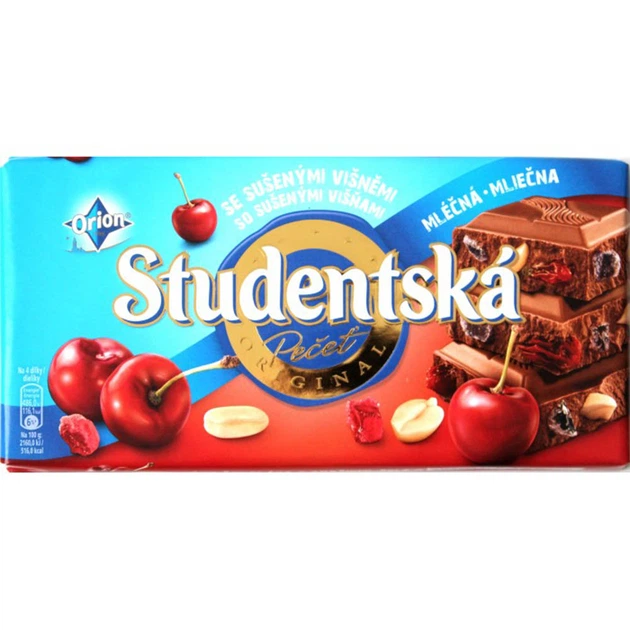 Молочний шоколад з арахісом, вишнею Studentska pacet 180г (00-00000060) - Фото 1 Молочний шоколад з арахісом, вишнею Studentska pacet 180г (00-00000060) - зображення 1