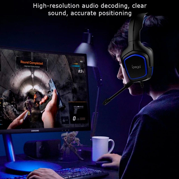 Игровые наушники IPega Gaming PG-R006B с микрофоном проводные Black-blue (PG-R006B) - изображение 5