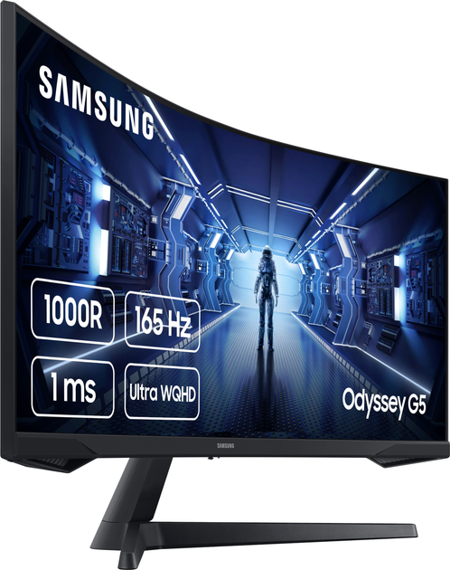 Монітор 34" Samsung Odyssey G5 C34G55T (LC34G55TWWIXCI) WQHD / VA 1000R Curved / 165Hz / 1ms / 8-Bit / DisplayHDR 10 / G-Sync Compatible / FreeSync Premium / Black eQualizer / Picture-by-Picture - зображення 4