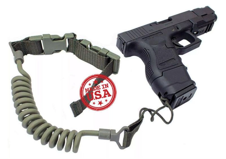 Страхувальний пістолетний шнур Kley-Zion Tactical Pistol Lanyard w/ Belt Loop Attachment KZ-PL Олива (Olive) - зображення 1