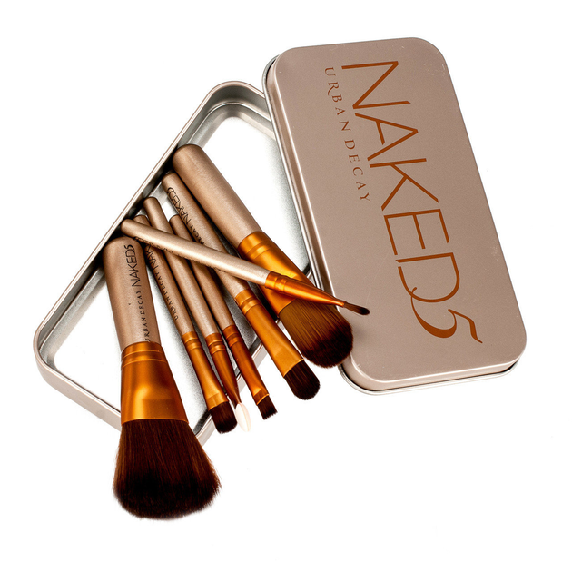 Набор кистей для макияжа Naked 5 в металлическом боксе 7 штук - изображение 4