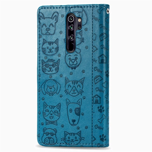 Чехол Embossed Cat and Dog для Xiaomi Redmi Note 8 Pro книжка кожа PU Blue - зображення 4