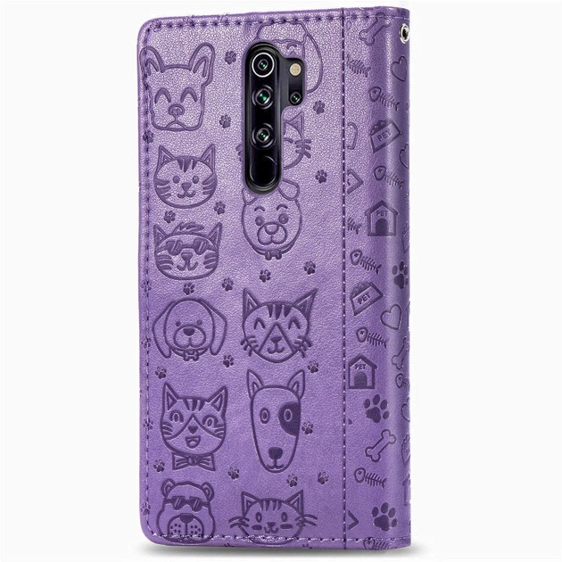 Чохол Embossed Cat and Dog для Xiaomi Redmi Note 8 Pro книжка шкіра PU Purple - зображення 4