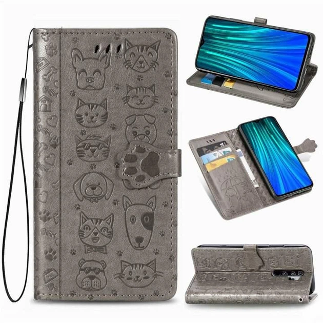 Чохол Embossed Cat and Dog для Xiaomi Redmi Note 8 Pro книжка шкіра PU Gray - Фото 1 Чохол Embossed Cat and Dog для Xiaomi Redmi Note 8 Pro книжка шкіра PU Gray - зображення 1