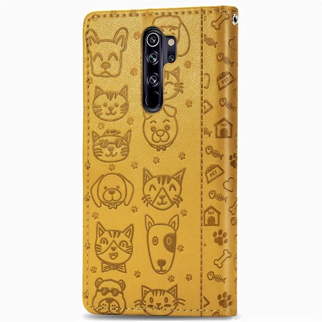 Чохол Embossed Cat and Dog для Xiaomi Redmi Note 8 Pro книжка шкіра PU Yellow - зображення 4