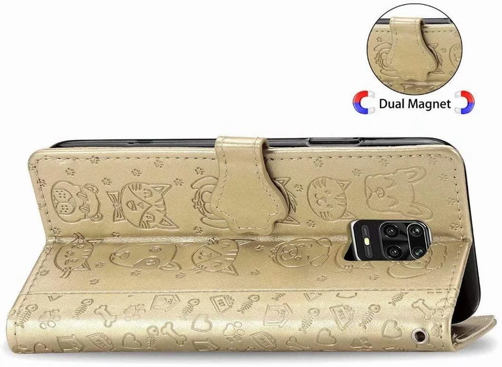 Чохол Embossed Cat and Dog для Xiaomi Redmi Note 9 Pro книжка шкіра PU Gold - зображення 5
